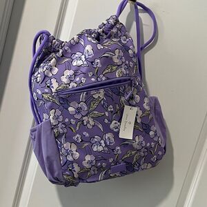 Vera Bradley Lighten Up Deluxe Wild Roses Lavender Floral Drawstring B/P  NWT